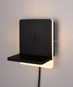 Φωτιστικό Τοίχου Κρεβατιού Μαύρο Ματ FAIRFIELD LED 9W 950lm 3000K Step Dimmable με USB & Ασύρματο Φορτιστή Trio Lighting – 248670132