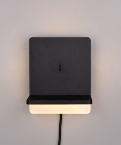 Φωτιστικό Τοίχου Κρεβατιού Μαύρο Ματ FAIRFIELD LED 9W 950lm 3000K Step Dimmable με USB & Ασύρματο Φορτιστή Trio Lighting – 248670132