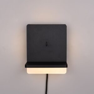 Φωτιστικό Τοίχου Κρεβατιού Μαύρο Ματ FAIRFIELD LED 9W 950lm 3000K Step Dimmable με USB & Ασύρματο Φορτιστή Trio Lighting – 248670132