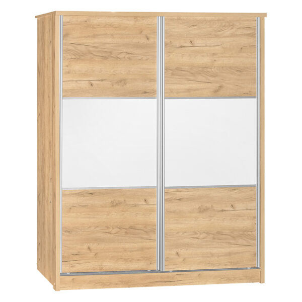 Wardrobe with 2 sliding doors Chase pakoworld in natural colour 152.5x56.5x185cm 249-000020