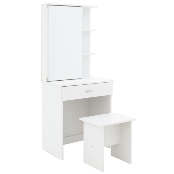 Dressing table with mirror Zelia pakoworld in white colour 60×40.5x151cm 249-000025
