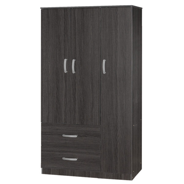 Wardrobe Zelia pakoworld with 2 doors and drawers in wenge eo color 90x42x180cm 249-000030