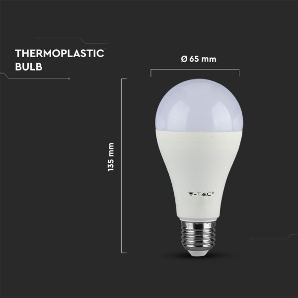 LED Λάμπα E27 A65 12W V-TAC PRO Samsung Chip 200° 1521lm Θερμό Λευκό 3000K – 249