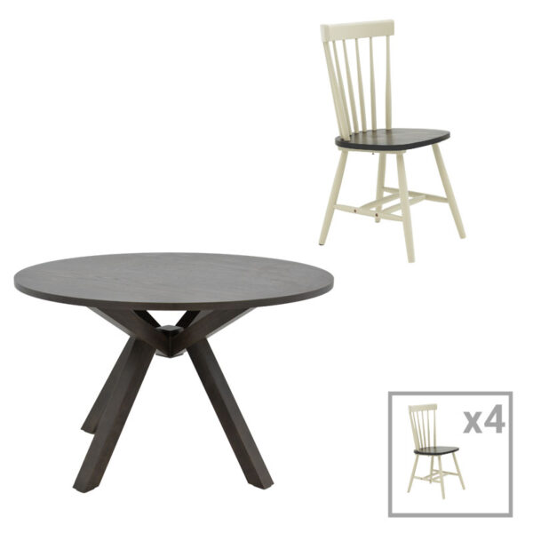 Biron-Larus pakoworld bar dining set 5pieces dark grey-white D120x75cm 250-000011
