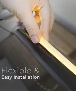 Flexible LED strip installation with hand demonstrating ease of use. Perfect for versatile lighting solutions.