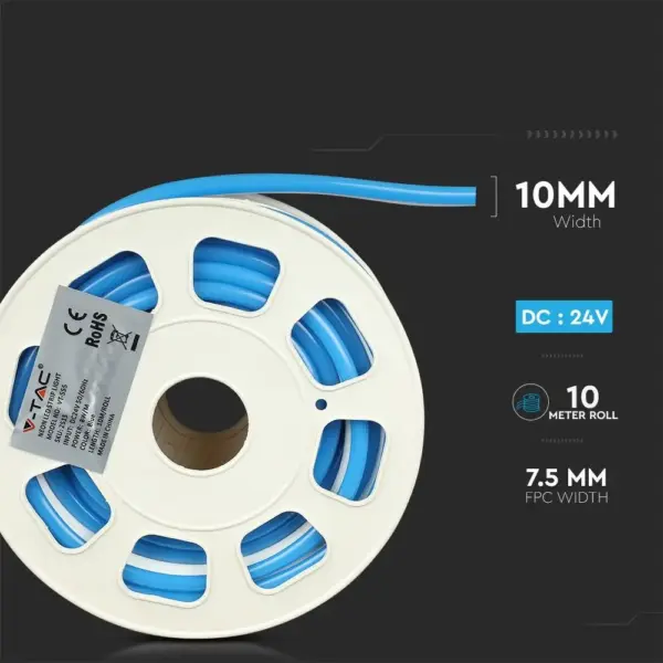 LED Neon Flex 8W V-TAC Αδιάβροχη IP65 24V Μπλε 10 Μέτρα – 2515