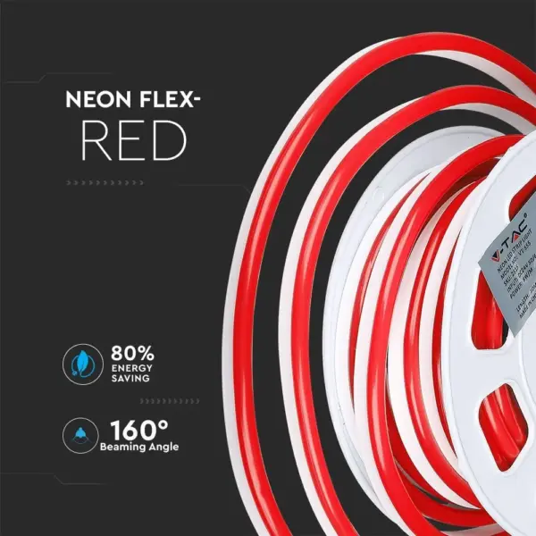 LED Neon Flex 8W V-TAC Αδιάβροχη IP65 24V Κόκκινο 10 Μέτρα – 2516