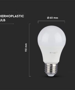 LED Λάμπα E27 A60 8.5W V-TAC PRO Samsung Chip 200° 1055lm Θερμό Λευκό 3000K – 252