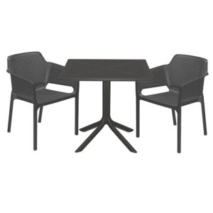 Garden dining set Groovy-Integral pakoworld set 3pieces PP dark grey 80x80x74,5cm 253-000080