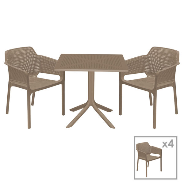 Garden dining set Groovy-Integral pakoworld set 5pieces PP dark grey 80x80x74,5cm 253-000090