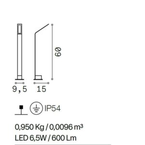 IDEAL LUX Φωτιστικό Κολωνάκι Κήπου AGOS LED 6.5W 3000K IP54 Χρώματος Ανθρακί – 254388