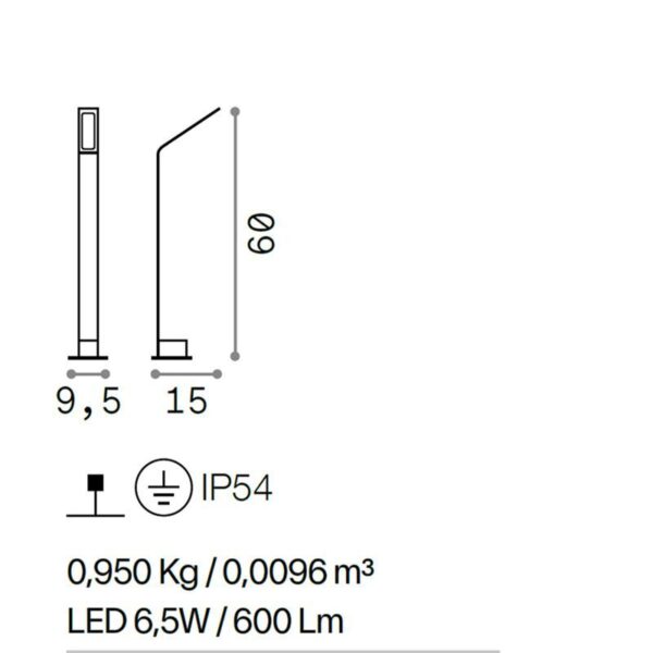 IDEAL LUX Φωτιστικό Κολωνάκι Κήπου AGOS LED 6.5W 3000K IP54 Χρώματος Ανθρακί – 254388
