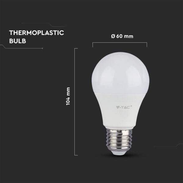 LED Λάμπα E27 A60 6.5W V-TAC PRO Samsung Chip 200° 806lm Θερμό Λευκό 3000K – 255