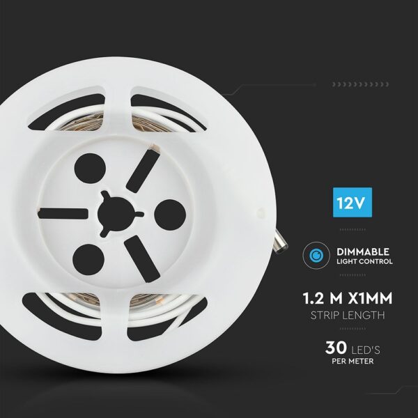 Σετ Εύκαμπτης Ταινίας LED 1.2m 2.8W με Αισθητήρα Κίνησης για Διπλό Κρεβάτι V-TAC IP65 Θερμό 3000K – 2550