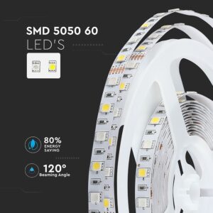 LED Ταινία  8W V-TAC 400lm/m Πολύχρωμη RGB+W Θερμό 3000K 5 Μέτρα – 212553