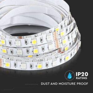 LED Ταινία  8W V-TAC 400lm/m Πολύχρωμη RGB+W Θερμό 3000K 5 Μέτρα – 212553