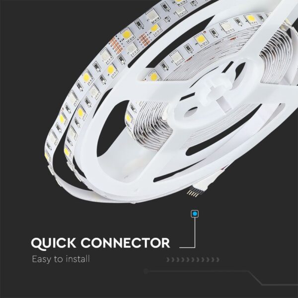 LED Ταινία  8W V-TAC 400lm/m Πολύχρωμη RGB+W Θερμό 3000K 5 Μέτρα – 212553