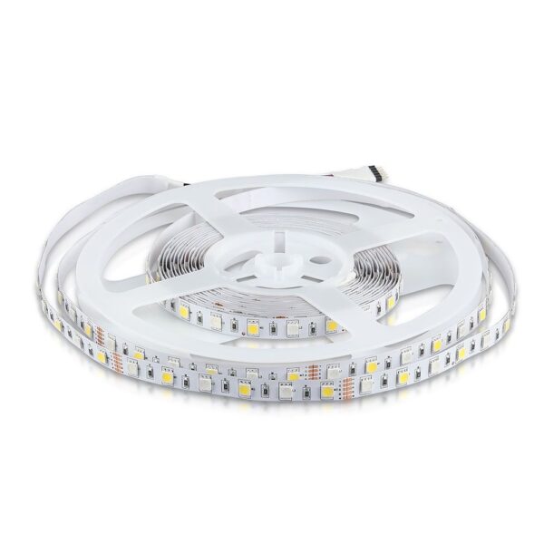 LED Ταινία  8W V-TAC 400lm/m Πολύχρωμη RGB+W Θερμό 3000K 5 Μέτρα - 212553