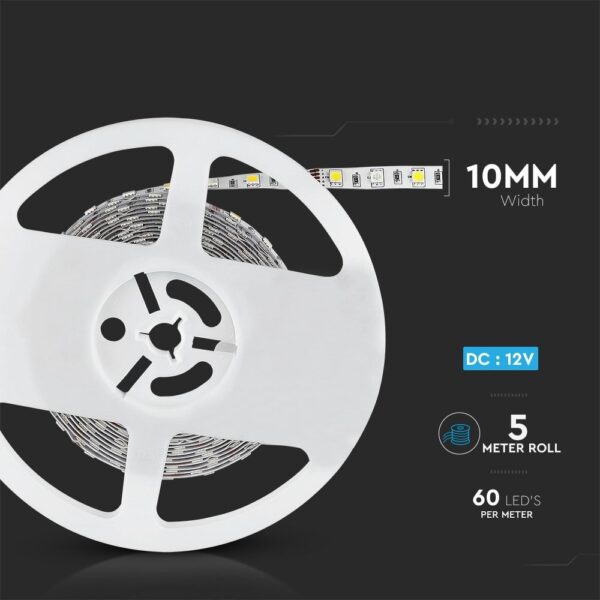 LED Ταινία  8W V-TAC 400lm/m Πολύχρωμη RGB+W Θερμό 3000K 5 Μέτρα – 212553