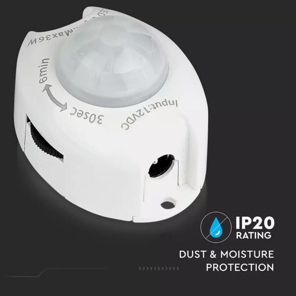 Ανιχνευτής κίνησης 12V για LED ταινίες max 36W Λευκό V-TAC – 2554