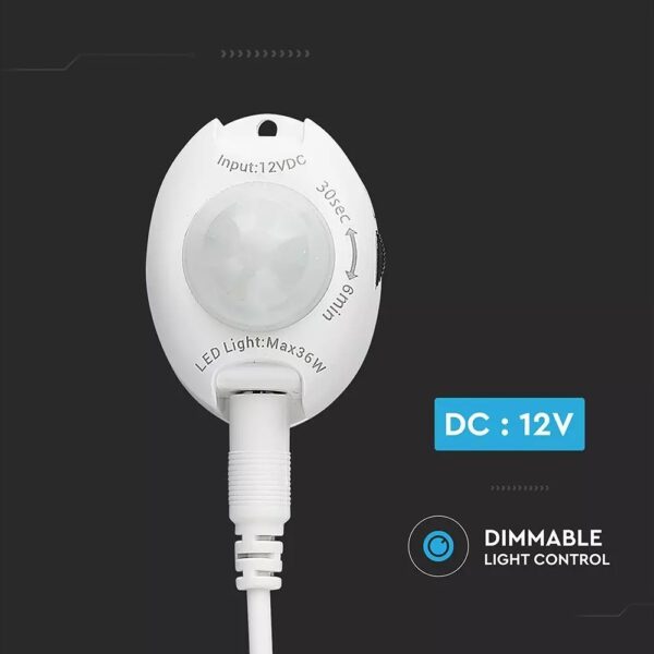 Ανιχνευτής κίνησης 12V για LED ταινίες max 36W Λευκό V-TAC – 2554