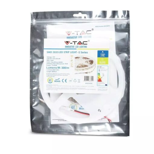 LED Ταινία 3.6W V-TAC Dimmable σε Σχήμα S 300lm/m Φυσικό 4000K 5 Μέτρα – 212560