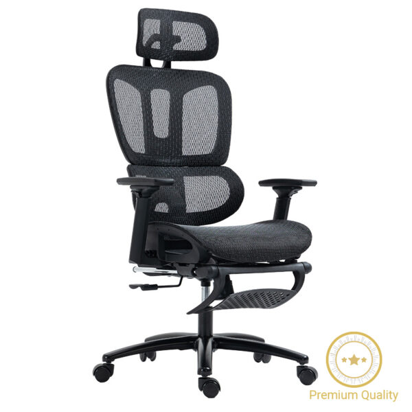 Office chair manager with footrest Verdant pakoworld Premium Quality mesh black 256-000001