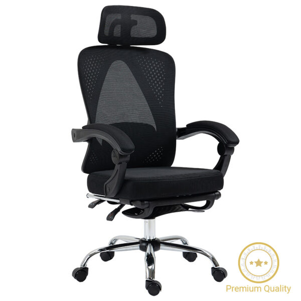 Office chair manager with footrest Titan pakoworld Premium Quality fabric-mesh black 256-000003