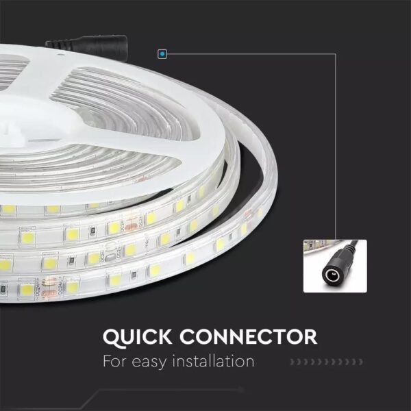 LED Ταινία 9W 24V V-TAC Dimmable 1000lm/m Αδιάβροχη IP65 Ψυχρό 6400K 5 Μέτρα – 2564