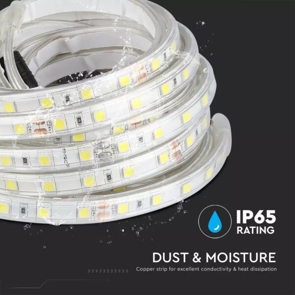 LED Ταινία 9W 24V V-TAC Dimmable 1000lm/m Αδιάβροχη IP65 Ψυχρό 6400K 5 Μέτρα – 2564