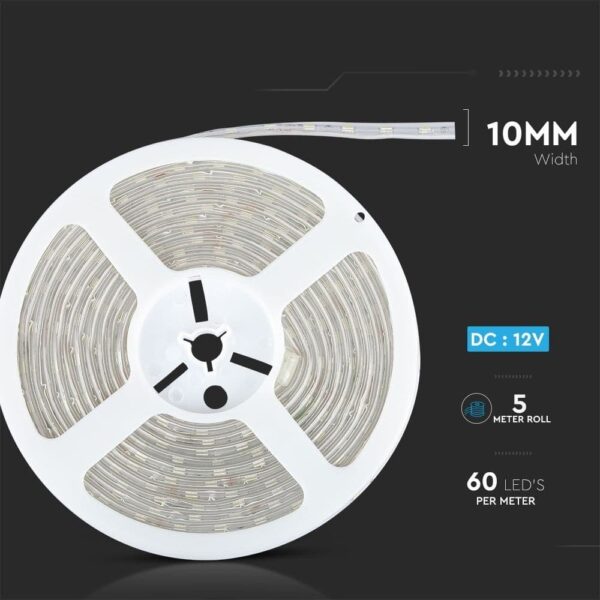 LED Ταινία 9W 24V V-TAC Dimmable 1000lm/m Αδιάβροχη IP65 Ψυχρό 6400K 5 Μέτρα – 2564
