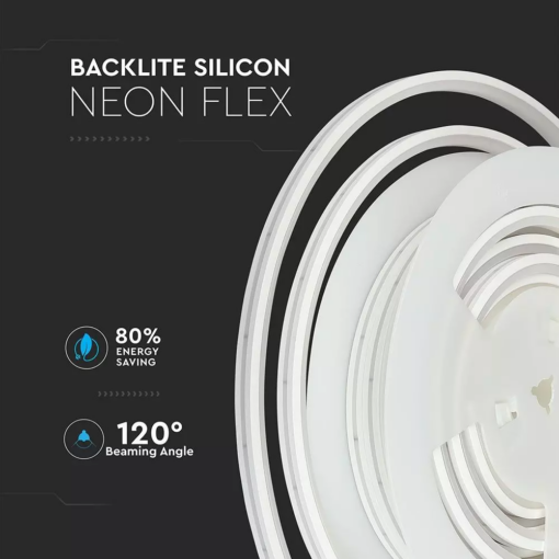 Neon Flex Backlite LED 13W V-TAC 10 Μέτρα IP65 24V Θερμό Λευκό 3000K – 2568