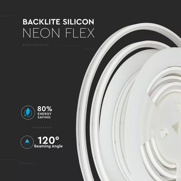 Neon Flex Backlite LED 13W V-TAC 10 Μέτρα IP65 24V Θερμό Λευκό 3000K – 2568