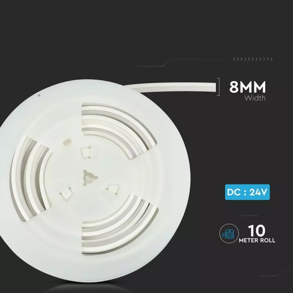 Neon Flex Backlite LED 13W V-TAC 10 Μέτρα IP65 24V Θερμό Λευκό 3000K – 2568