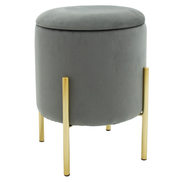 Stool Creativity pakoworld velvet grey-golden D35x42cm 257-000009