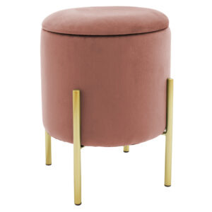 Stool Creativity pakoworld velvet rotten apple-golden D35x42cm 257-000010