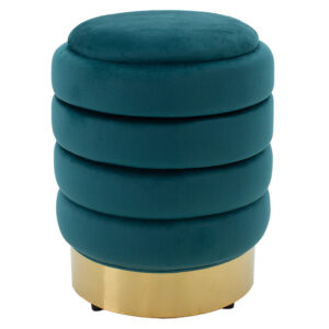 Stool-trunk Dazzle pakoworld velvet light petrol-golden D36x44cm 257-000015