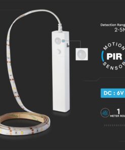Σετ εύκαμπτης ταινίας LED 1m 2.4W με αισθητήρα κίνησης για Ντουλάπες V-TAC 120° 200lm IP65 Θερμό 3000K – 2573