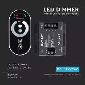 Controller με Τηλεχειριστήριο Αφής RF για Ταινίες LED 216W/432W V-TAC – 2590