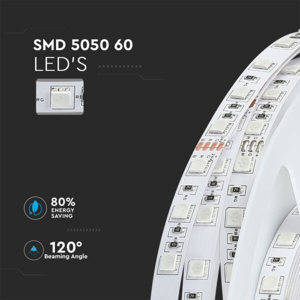 LED Ταινία 9W 24V V-TAC 1000lm/m Πολύχρωμη RGB 5 Μέτρα – 212591