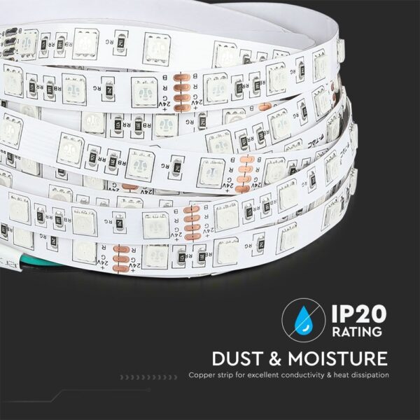 LED Ταινία 9W 24V V-TAC 1000lm/m Πολύχρωμη RGB 5 Μέτρα – 212591