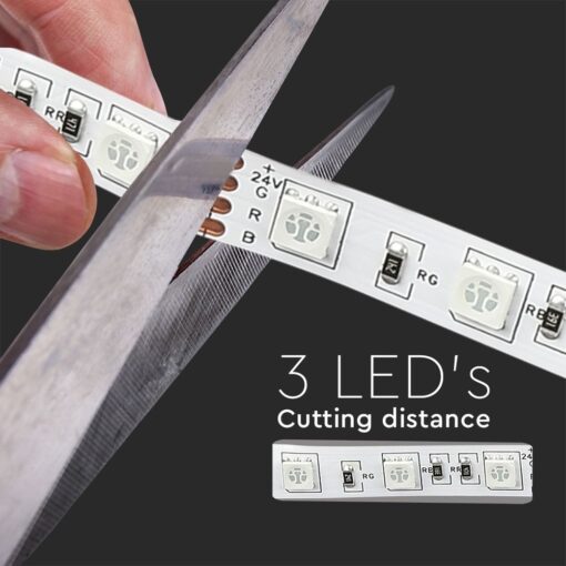 LED Ταινία 7W 24V V-TAC 1000lm/m Πολύχρωμη RGB 10 Μέτρα – 212592