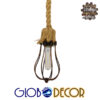 GloboStar® CAMBER 01595 Vintage Industrial Κρεμαστό Φωτιστικό Οροφής Μονόφωτο 1 x E27 Καφέ Σκουριά Μεταλλικό Πλέγμα με Μπεζ Σχοινί Φ11 x Υ25cm