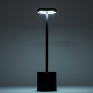GloboStar® JOJO 76520 Μοντέρνο Επιτραπέζιο Φωτιστικό Πορτατίφ LED 1.5W 105lm 120° DC 5V Επαναφορτιζόμενο με Μπαταρία Li-ion 1800mAh – Διακόπτη Αφής με 3 Εναλλαγές Φωτισμού CCT Θερμό – Φυσικό – Ψυχρό 1500K – 4500K – 6000K Dimmable – D8 x H34cm – Μαύρο