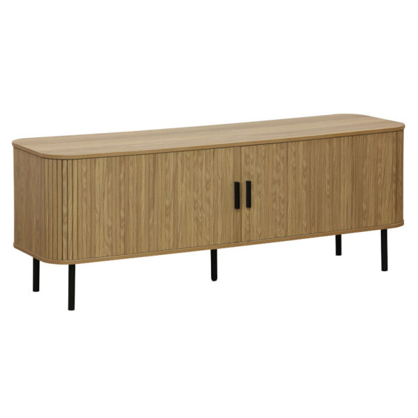 Tv stand-Medium size buffet Scandi pakoworld MDF natural color with black metal legs 150x45x57.5cm 260-000006