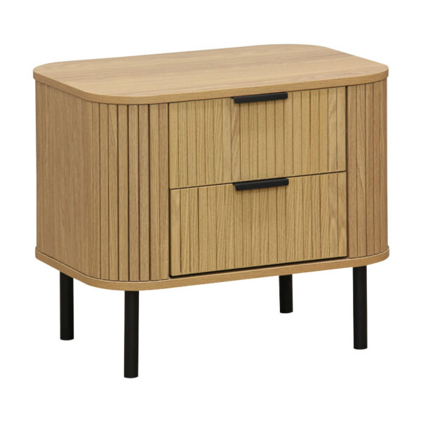 Nightstand Scandi pakoworld  with 2 drawers in natural color with black legs 57x42x50cm 260-000010