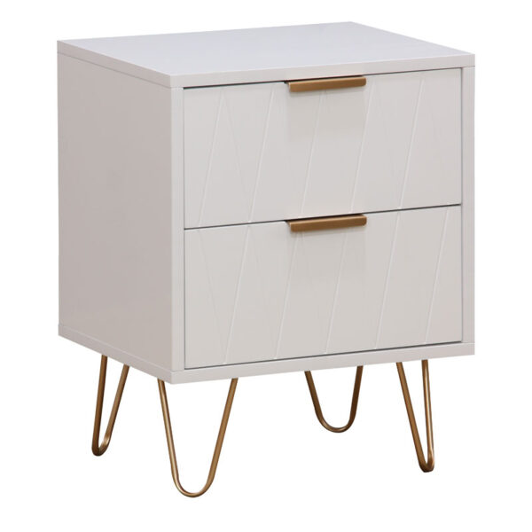 Nightstand Culture pakoworld  with 2 drawers in white color with golden legs 40x35x52cm 260-000013