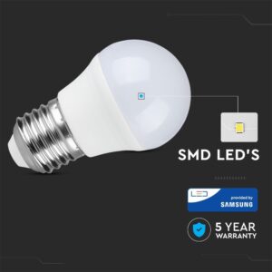 LED Λάμπα E27 G45 4.5W V-TAC PRO Samsung Chip 180° 470lm Θερμό Λευκό 3000K – 261
