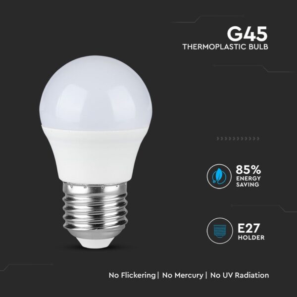 LED Λάμπα E27 G45 4.5W V-TAC PRO Samsung Chip 180° 470lm Θερμό Λευκό 3000K – 261