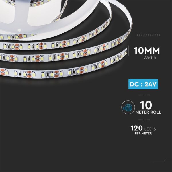 LED Ταινία 7.5W 24V V-TAC 750lm/m Ψυχρό 6400K 10 Μέτρα – 212624